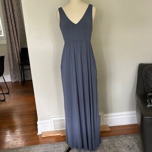 Final Touch Slate Blue Maxi Dress with Side Cutouts Sz M